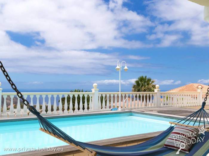 Privatpool mit Meerblick und Hängematte – Chayofa, Teneriffa